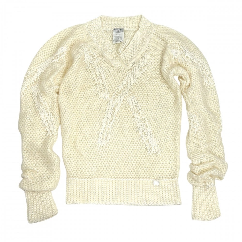 Authentic CHANEL Ivory winter mohair blend sweater size 42